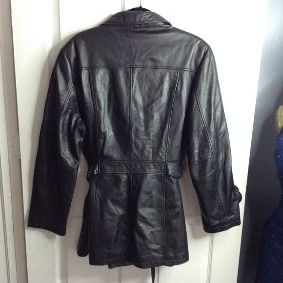 VTG JC Penney "XL" Women's Leather Jacket; Belted, classic, Timeless, Rich, Soft - Picture 2 of 6